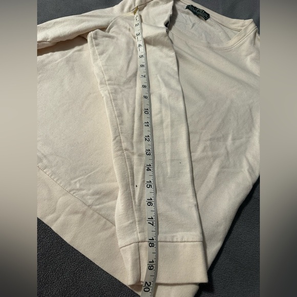 Cream Pullover with Aztec Embroidered Sleeves. LRL Women’s Pullover. Crew Neck. - Picture 6 of 11